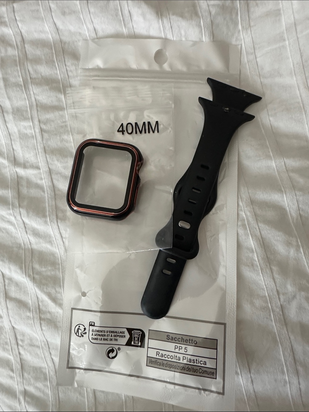 40mm Watch Case Cover with Black Silicone Band